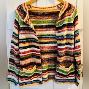 Multicolor Size Medium Striped Women's Sweater